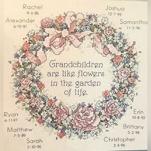 1990s Creative Accents Stamped Cross Stitch Kit Garden of Grandchildren New VTG